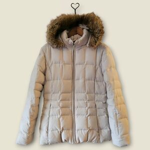 Calvin Klein Women's Stretch Faux Fur Trim Hooded Puffer Coat